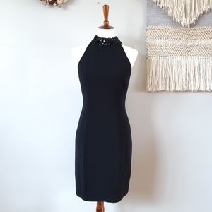 Vintage Sequin Halter Choker Cocktail Dress